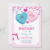 Valentine Gender Reveal Sweetheart Er oder sie Einladung (Vorderseite)