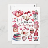 Valentine Gift Alles Buch für Valentinstag Postkarte (Vorne/Hinten)
