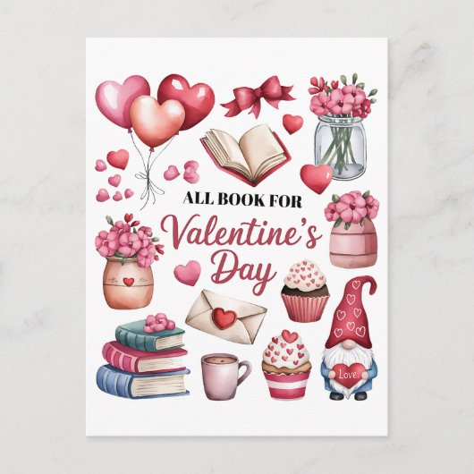 Valentine Gift Alles Buch für Valentinstag Postkarte (Vorderseite)