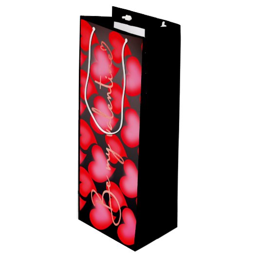 Valentine Gift Bag - Herz Geschenktüte Für Weinflaschen (Vorderseite Schrägansicht)