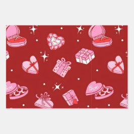 Valentine Gift Boxes Wrapping Paper – Romantic Geschenkpapier Set