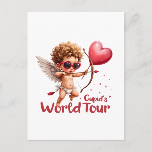 Valentine Gift | Cupid's World Tour Postkarte (Vorderseite)