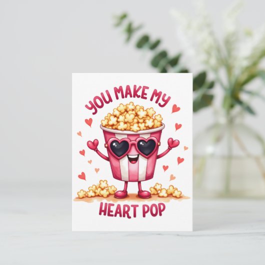 Valentine Gift | Du machst meinen Herz-Pop Postkarte (Stehend Vorderseite)
