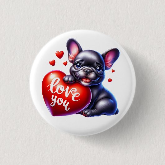 Valentine Gift - Frenchie Chic Bulldog Button (Vorderseite)