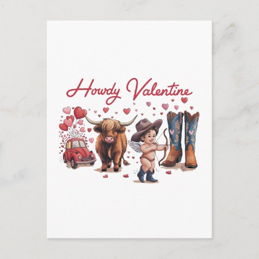 Valentine Gift | Howdy Valentine Postkarte (Vorderseite)