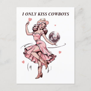 Valentine Gift I only Kiss Cowboy Postkarte