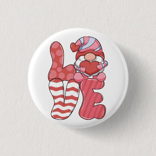 Valentine Gift | LIEBE Gnome Button (Vorderseite)