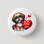 Valentine Gift - Shih Tzu Sparkle Button (Vorderseite)