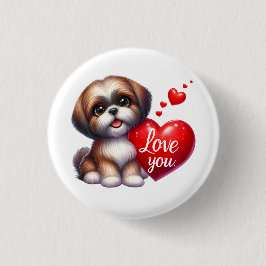 Valentine Gift - Shih Tzu Sparkle Button