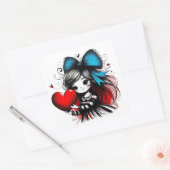 Valentine Girl Art 3 Inch Sticker – Kawaii Love (Umschlag)