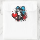 Valentine Girl Art 3 Inch Sticker – Kawaii Love (Tasche)