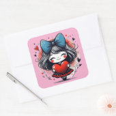 Valentine Girl Art 3 Inch Sticker – Kawaii Love (Umschlag)