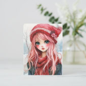 Valentine Girl Feiertagspostkarte (Stehend Vorderseite)