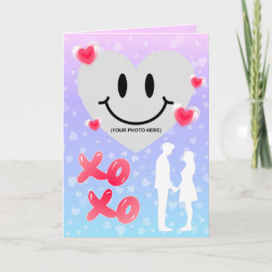 Valentine Glass Heart Balloon Bubblegum Couple Karte