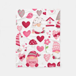 Valentine Gnome Fleece Blanket