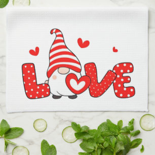 Valentine gnome geschirrtuch