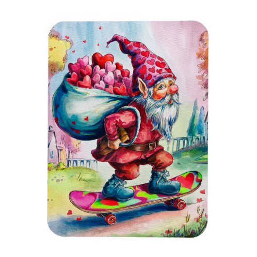 Valentine Gnome Happy Valentines Magnet (Vertikal)
