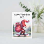 Valentine Gnome Happy Valentines Postkarte (Stehend Vorderseite)
