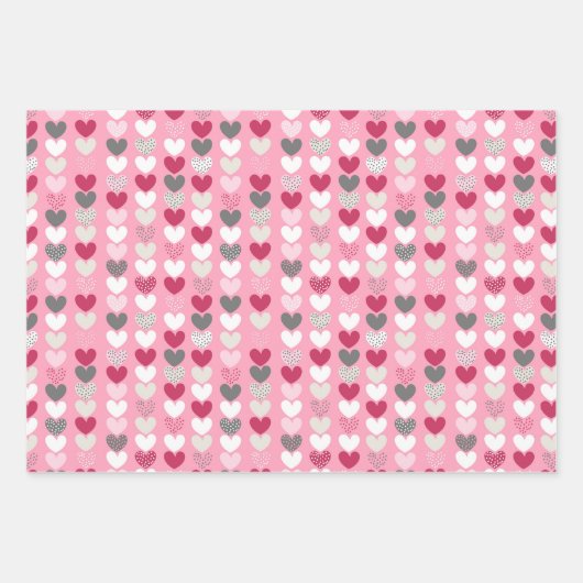 Valentine Gnome Heart Wrapping Paper Set 3 Geschenkpapier Set (Vorderseite 2)