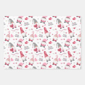Valentine Gnome Heart Wrapping Paper Set 3 Geschenkpapier Set (Vorderseite)