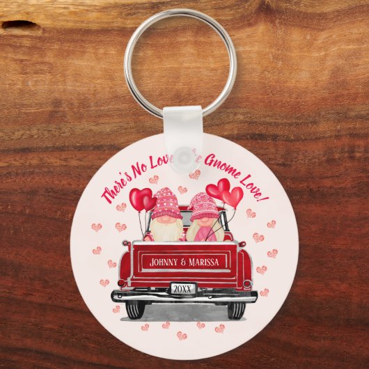 Valentine Gnome Liebe Rosa Herzensnamen Untersetze Schlüsselanhänger (Rückseite)