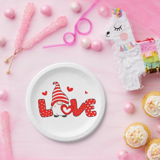 Valentine gnome pappteller (Party)