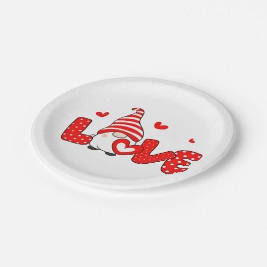 Valentine gnome pappteller (Schrägansicht)