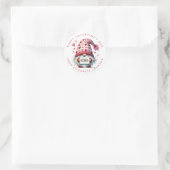 Valentine Gnome Personalisiert Name Round Stickers (Tasche)