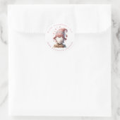 Valentine Gnome Personalisiert Name Round Stickers (Tasche)