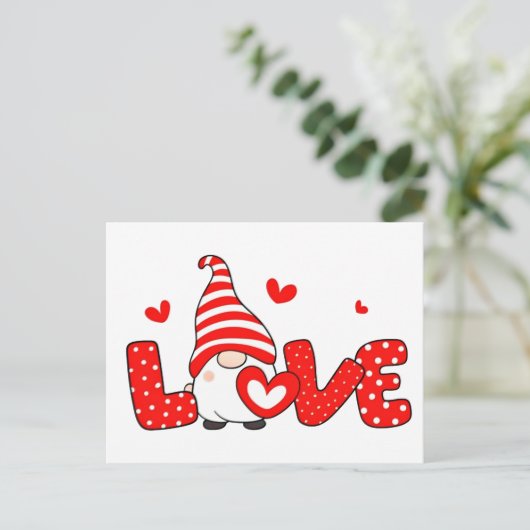 Valentine gnome postkarte (Stehend Vorderseite)