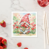 Valentine Gnome with Red Roses Serviette (Beispiel)