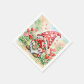 Valentine Gnome with Red Roses Serviette (Ecke)
