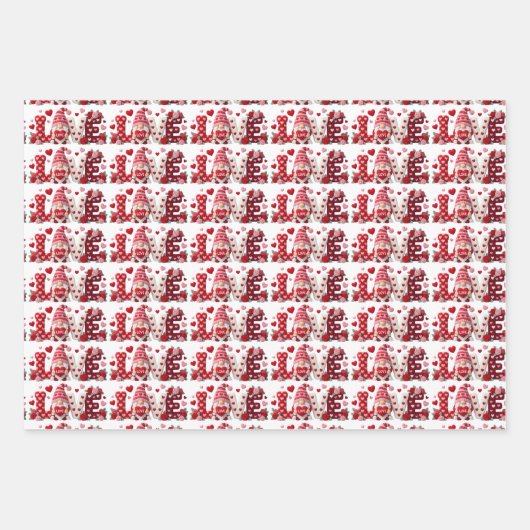 Valentine Gnomes Geschenkpapier Set (Vorderseite 2)
