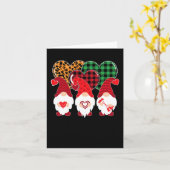 Valentine Gnomes Holding Heart Leopard Happy Valen Karte (Gelbe Blume)