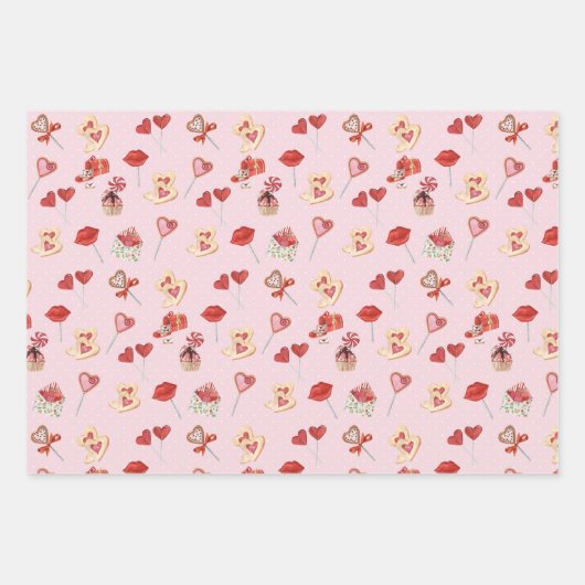 Valentine Gnomes in Liebe Set von 3 Designs Geschenkpapier Set (Vorderseite 3)