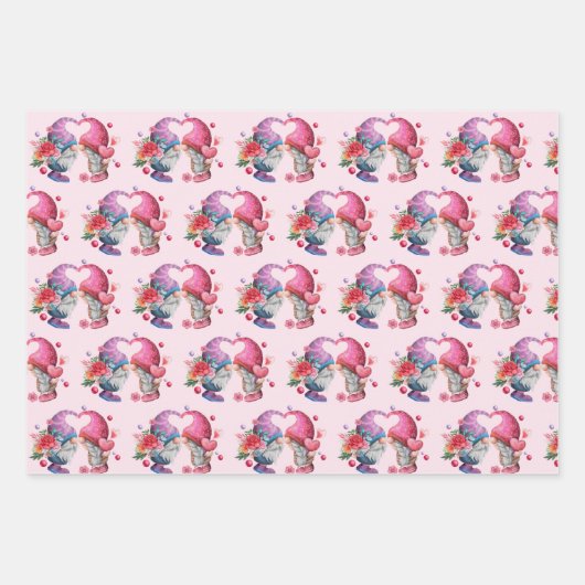 Valentine Gnomes in Liebe Set von 3 Designs Geschenkpapier Set (Vorderseite 2)