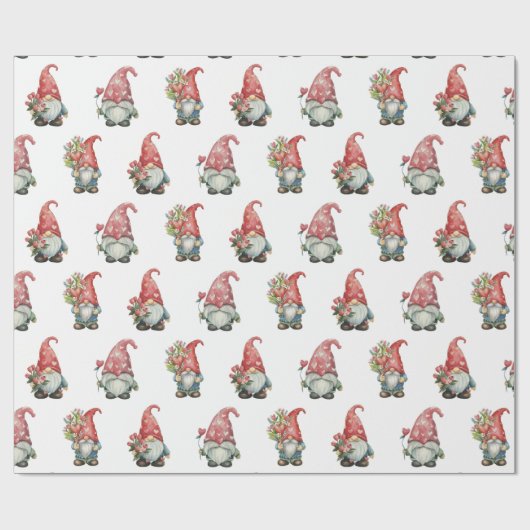 Valentine Gnomes on White Geschenkpapier (Flach)