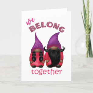 Valentine gnomes: Wir gehören zusammen zu einer Fe Feiertagskarte