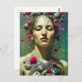 Valentine Goddess Pink Hearts Blume Postkarte (Vorne/Hinten)