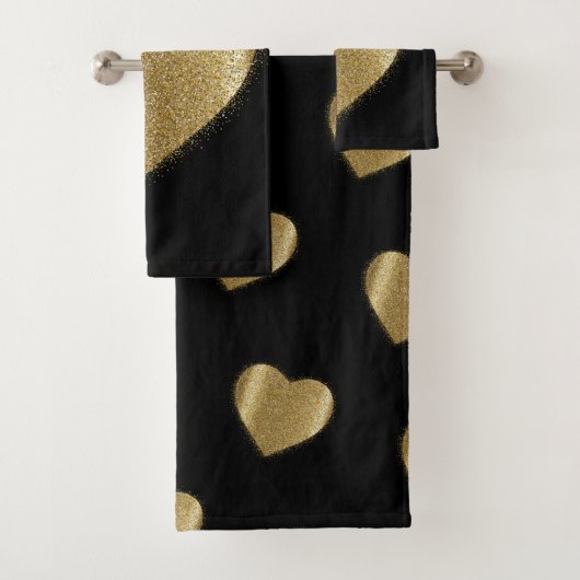 Valentine Gold Glitzer Herz Badetuch Set (Insitu)