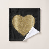 Valentine Gold Glitzer Herz Badetuch Set (Waschlappen)
