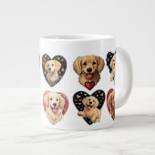 Valentine Golden Retriever Dog Jumbo-Tasse (Vorderseite Rechts)