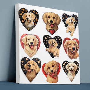 Valentine Golden Retriever Dog Leinwanddruck