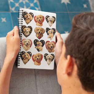 Valentine Golden Retriever Dog Notizblock