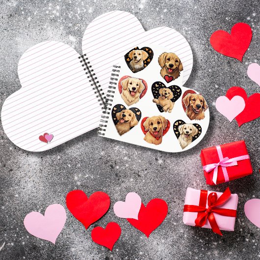 Valentine Golden Retriever Dog Notizblock
