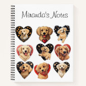 Valentine Golden Retriever Dog personalisiert Notizblock (Vorderseite)