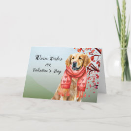 Valentine Golden Retriever Dog Weart Heart Scarf Karte