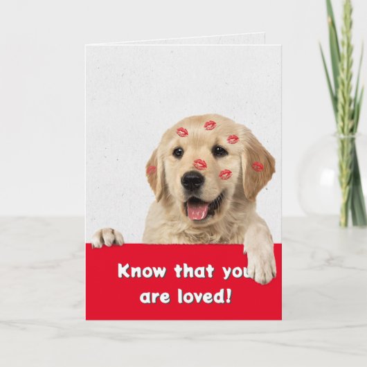 Valentine Golden Retriever Lipstick Kisses Karte (Vorderseite)