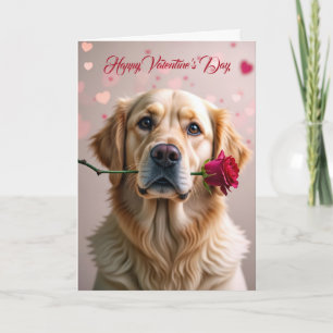 Valentine Golden Retriever mit Rose Karte