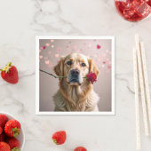 Valentine Golden Retriever mit Rote Rose Serviette (Beispiel)